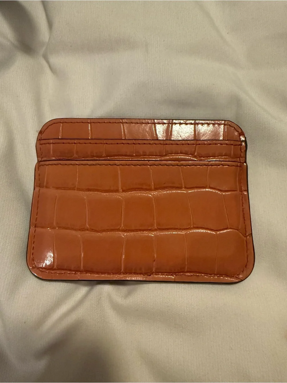 CHLOE Croc-Embossed Card Holder with Gold C Logo